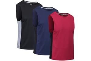 Cimic Men's 3 Pack Sleeveless T-Shirts Vest Top for Men Quick Dry Muscle Gym Tank Top Breathable Training Bodybuilding Vest