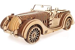 Véhicule Roadster UGEARS VM-01 - Cadeau de fête des pères Art en Bois 3D DYI - Projets Amusants pour Adultes - Modèle de Travail mécanique 3D - Matériau en contreplaqué avec Transmission intégrée