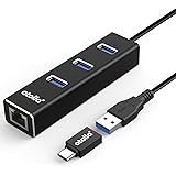 Adattatore, atolla, Hub USB 3.0 - 3 Porte USB SuperSpeed Trasmissione Dati e Adattatore Ethernet 1000 Mbps Gigabit Lan RJ45, 