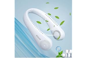 AHYDFSR Ventilador de Cuello sin Aspas, Mini Ventilador Manos Libres, Ventiladores USB Recargable para Deportes de Viaje de Oficina En Casa Al Aire Libre, Blanco