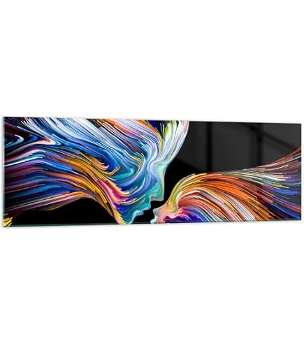 Tableau Décoratif Moderne Impression Sur Verre 100x40 Cm - Motif Abstrait Coloré - Pour Salon, Chambre, Cuisine