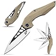 Eafengrow EF226 Folding Knives D2 Blade and G10 Handle Knife Outdoor Camping Hiking EDC Tools (stone)