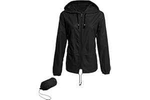 MOKBAY Chubasquero Mujer Corto Chaqueta Chubasquero Mujer Running Abrigos con Capucha Chaquetas Agua con Bolsillos