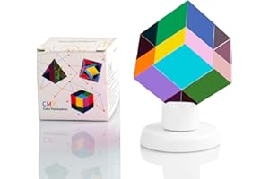 ZhuoChiMall CMY cubo di colore con supporto rotante 2.0 pollici prisma acrilico CMY cubo con base, ufficio, decorazione da scrivania, giocattolo, scienza e educazione regalo per bambini