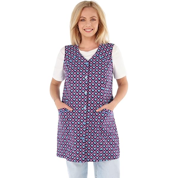 Tablier Court Sans Manches Pour Femme - Polyester Coton Coloré Multicolore Taille 50