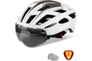 ‎SHINMAX Shinmax Bicycle Helmet Men Women Bicycle Helmet with Visor Magnetic Removable Safety Glasses Bicycle Helmets with Light for Adults Cycling Helmet Adjustable Breathable Safety Protection MTB Helmet