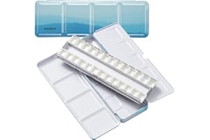 MEEDEN Paleta de acuarela portátil, caja de metal con 24 medias sartenes (azul)
