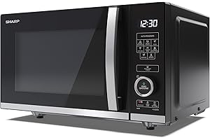 SHARP YC-QS204AU-B Compact 20 Litre 800W Digital FLATBED Microwave, 10 power levels, ECO Mode, defrost function, LED cavity light - Black
