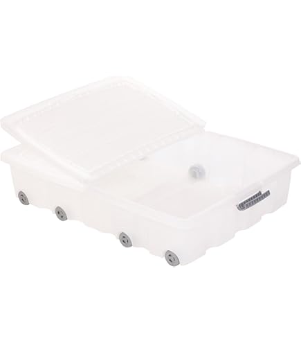 SUSTANIA Onderbed opbergdozen 3-delige set met wielen & gedeeld