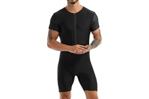 ranrann Men's One Piece Solid Modified Leotard Gymnastic Wrestling Singlet Tank Unitard Athletic Bodysuit