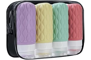 ‎LERICTTOR Lericttor 4 Stück Silikon Reiseflaschen für Toilettenartikel Mit Etiketten, Reise Flaschen zum Befüllen, 100ML Auslaufsichere Reiseflaschen Behälter Set für Shampoo und Conditioner