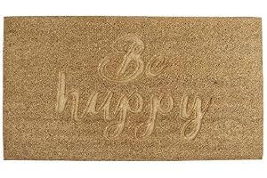 PLUS HOME Felpudo Fibra De Coco 100% Natural- Marrón/Ngero 75X45X2 Home Happy Be Happy Home(Be Happy Home)