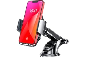 Beikell Soporte Móvil Coche, Soporte Coche Móvil para Parabrisas/Salpicadero con Ventosa de Fuerte y Brazo Ajustable Giro 360° para iPhone 17/16/15/14etc.