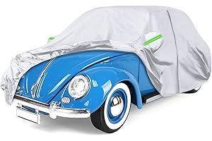 SOEKODU Autoabdeckung Vollgarage Ersatz für VW Beetle 1960-1980, Allwetter Reflektierende Autoabdeckung mit Reißverschluss und Winddichtem Gurt, Für Alle Jahreszeiten Geeignet
