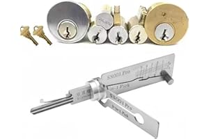 CHUNXIN SS001 Pro Stainless Steel Key Decoder,2 in 1 Lock Pick Key Decoder,Master Key Decoder,Stainless Steel Car Key Reader,Lock Picking kit for Beginners,Lo/ck Pick Decoder for Auto,Descoder and Pick Tools