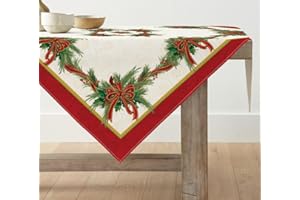 ‎ARTOID MODE Artoid Mode Poinsettie Ribbon Blumen Weihnachten Tischdecke, Tischwäsche Winter Küche Tisch Dekoration Drinnen Urlaub Party Dekor 85x85 cm