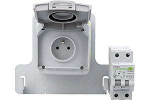 SHOPVG Prise de courant française pour véhicules électriques avec dose de charge IP54 et prise FI/LS 20A (Green UP avec Noark 20A)