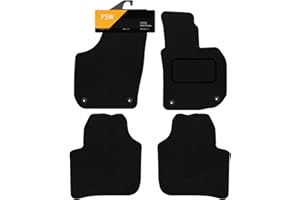 FSW - Tailored Mats - Fits SKODA Superb 2008-2015 - Black Carpet - Anti Slip Mat - Non Slip Car Floor Mat, Fitted With Clips & Granulated Backing - 4 Pc Floor Mat Only