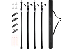 Umisu 4PCS Mât de Tente Télescopique Support de Bâche en Aluminium 2,3M Poteaux de Bâche Réglable Poteau pour Voile Ombrage Camping Vacances Accessoires pour Auvent Toile Jardin