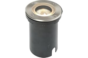 National Lighting IP65 Stainless Steel GU10 Round Outdoor Decking Walk Over Ground Buried Uplighter