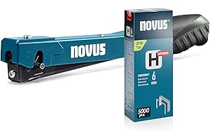 NOVUS TOOLS Hammertacker J-022 Set mit 5000 Klammern │ Leichter, robuster Schlagtacker aus Vollmetall mit Soft-Griff und Schnellladesystem │ Für Feindrahtklammern Typ 37 von 4-6 mm