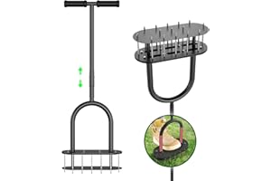 seasky Lawn Aerator Spike Metal Manual Dethatching Lawn Aerator Tool with 15 Iron Spikes Spring-Loaded Design Grass Aerator Tools for Yard, Patio, Garden Tool, Loosening Soil Revives Lawn Health