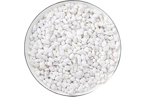 COYANYU Decorative Stones White Pebbles Decorative Granules Small Marble Stones Natural Decorative Gravel Decorative Stones for Vase Fillers Potted Plants Aquarium Garden Balcony (6-9 mm, 1 kg/2.2 lbs)