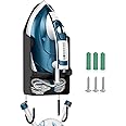 Ironing Board Holder Wall Mount Electric Iron Hanger Ironing Board Rack Ironing Board Storage Organizer Ironing Basket Over Door or Wall Mount in Laundry Room(Black)
