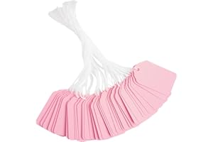jijAcraft Etiquetas de precios rosas colgantes con hilos: 25 × 45 mm, etiquetas pequeñas para colgar, mercadillos, etiquetas de precios para etiquetar, 200 unidades de etiquetas para joyas, ropa