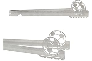 Grill-Zangen.de Motiv Fußball Grillzange, spülmaschinengeeignet, Geschenkidee, 1x Silber, 31cm, Edelstahl