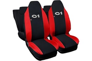 Lupex Shop 17239-01 Juego de Fundas para Asiento para Citroen C1, Color Negro y Rojo