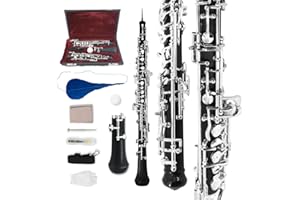 Yinfente Professioneller Oboe-C-Schlüssel links F Resonanz halbautomatisch Ebenholz/Palisander Oboe Koffer + Oboe Teile (Ebonit)