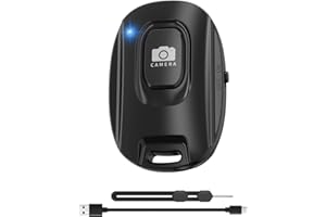 VYVIYON Bluetooth-Kameraauslöser für iOS & Android Smartphones – Wiederaufladbare Fernbedienung mit Selfie-Knopf für Fotos/Videos, inkl. Ladekabel & Handschlaufe-Black