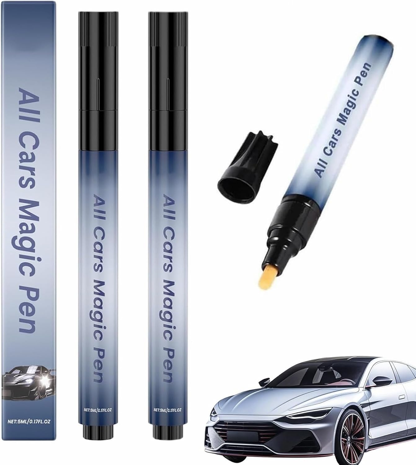 All Cars Magic Pen,Pluma De Retoque del Coche,Bolígrafo de Reparación Arañazos Coches,Juego de Bolígrafos para Reparar Arañazos en el Coche,Repara Rápidamente Arañazos y Daños en la Pintura (2pc)