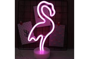 NIWWIN Enseigne lumineuse au néon LED décoration murale veilleuse USB/néon à piles pour noël anniversaire cadeau fête enfants salon décoration de mariage (Flamant)