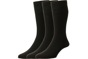 HJ Hall Original Softop Wool-Rich Socks - HJ90 (3-Pair), Classic Ribbed Non-Elastic Top Non-Marking Socks for Oedema, Sensitive Blister Prone Feet & Swollen Ankles
