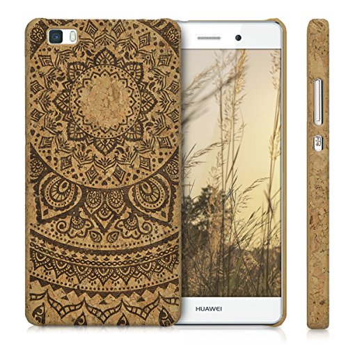 kwmobile Funda para Huawei P8 Lite  2015  - Carcasa Protectora de  Corcho  para m  vil - Cover  Trasero  y dise  o de Sol hind  