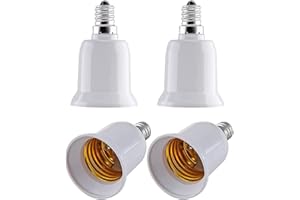 LATRAT 4 pezzi Convertitore adattatore da E14 a E27, convertitore portalampada per LED, lampade a incandescenza e lampade CFL, adattatore portalampada E14 a E27 da filo piccolo a grande bianco, 4