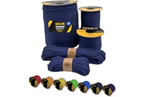 EdcX Paracord 4 mm, 35+ Couleurs Unies (15 m, 30 m, 50 m, 100 m, 300 m) | Idéal pour l'artisanat, Le Camping, la Survie | Corde 100% Nylon 4 mm | Cordon Tactique 550 Type III (Navy Blue, 15 m)