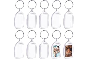 Lahviuu Portachiavi con Foto, 10 Pezzi Personalizzato in Acrilico Trasparente Porta Chiavi per Famiglie, Amici e Regali, 3,5x5,5 cm
