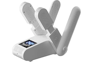 SKIKHN Asciuga Scarpe Elettrico, Portatile Asciuga Scarpe con Timer & Display Digitale, Asciuga Stivali Pieghevole con Doppia Staffa, per Scarpe da Calcio Scarponi da Sci Calzini Cappelli Guanti