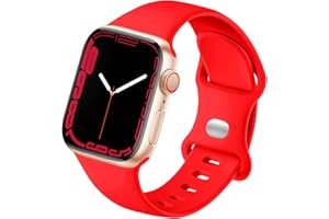 HdanMole Kompatibel mit Apple Watch Armband 38mm 40mm 41mm 42mm 44mm 45mm 46mm, Weiches Silikon Sport Armband Ersatz für iWatch Series 10 9 8 7 6 5 4 3 2 1 SE Herren Damen, Rot