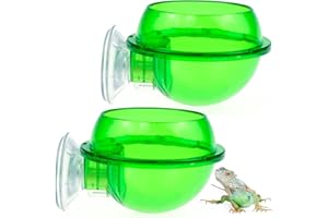 OVBOVA 2 Stück Reptile Feeder Saugnapf, Reptilfutter Wassernapf, Reptil Saugnapf Futternapf Chamäleon Napf Transluzent Reptil Wand Ledge Futternapf für Eidechse Leguan Gecko Reptilien Ledge Zubehör