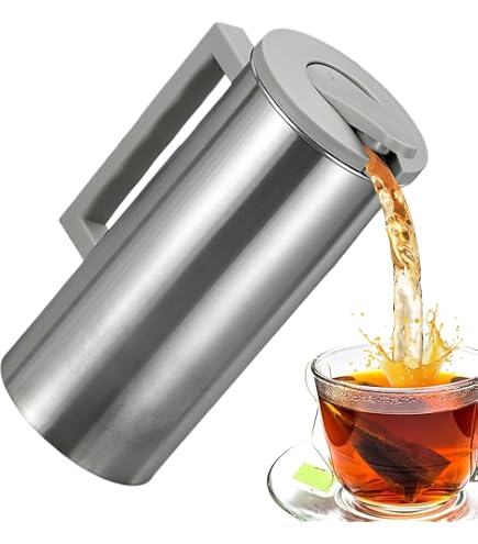 Jarra De Acero Inoxidable Con Tapa Y Asa - Capacidad Grande Para Bebidas Frías O Calientes, Ideal Para Café, Cerveza, Agua