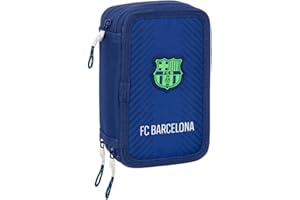 safta FC Barcelona Navy Blue Schulmäppchen mit 37 nützlichen Utensilien, Federmäppchen für Kinder, ideal für Kinder von 5 bis 14 Jahren, bequem und vielseitig, Qualität und Widerstandsfähigkeit, 12,5