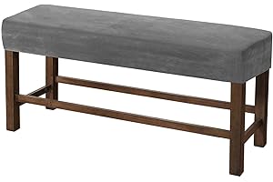 JHLD Upholstered Bench Slipcover, Velvet Dining Room Bench Covers Stretch Bench Seat Protector Elastic Dining Bench Cover Removable Washable for Living Room-Grey-Large