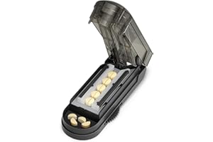 BUG HULL Tablettenteiler für Mehrere Pillen Auf Einmal, Tablettenschneider für Kleine Und Winzige Tabletten Und Große Tabletten, Pillenteiler Mit versteckter Schneide Aus Edelstahl (Schwarz)