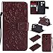Produktbild Nexus 5X hülle,LG Nexus 5X Handyhülle,LG Nexus 5X Leder Wallet Tasche Brieftasche Schutzhülle ,Lonchee Sonnenblumen geprägten Muster Design Hochwertige PU Leder Folio Tasche Case Hülle im Bookstyle mit Standfunktion Kredit Kartenfächer (braun)