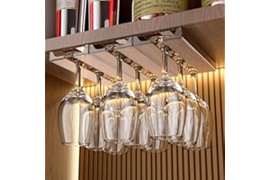 Vaisoeny Soporte para copas de vino, Paquete de 2 soporte para copas de vino translúcido, Cuelga copas, Almacenamiento de cristal, Colgador para cocina y bar (Marrón)