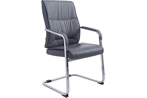 ‎CLP CLP Freischwinger Besucherstuhl XXL Anubis I Stabiler Und Pflegeleichter Stuhl Mit Kunstlederbezug Und Bodenschoner I 260 kg Belastbarkeit, Farbe:grau